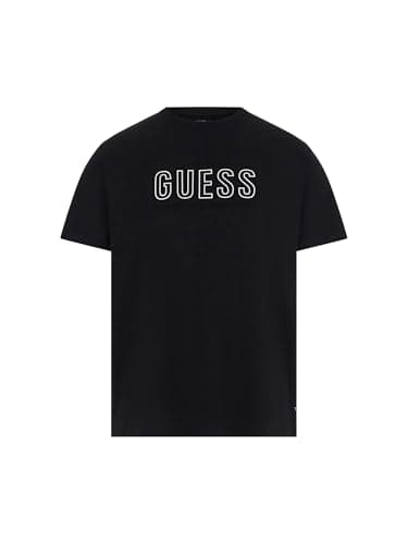 Image of Guess Men's Eco Short Sleeve Embossed Logo Tee, Jet Black Multi, Medium