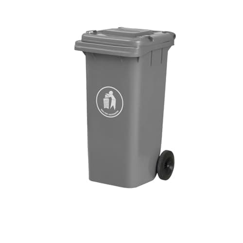 Image of DUAS Outdoor Wheelie Bin Trash Can Large 100L & 120L EN840 Certified Rubbish Waste Dustbin with Lid, Rubber Wheels, and Steel Axle – Durable for Home Workplace and Commercial Use (Grey, 100L)