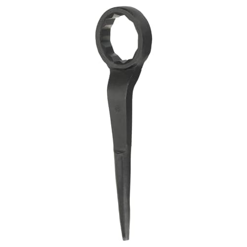 Image of sourcing map Single Head Box Wrench 95mm 45# Steel Blackening Metric Striking Wrench Offset Single Head Box End Ring Type Impact Hand Spanner with Pointed Tail for Repair Maintenance, Black