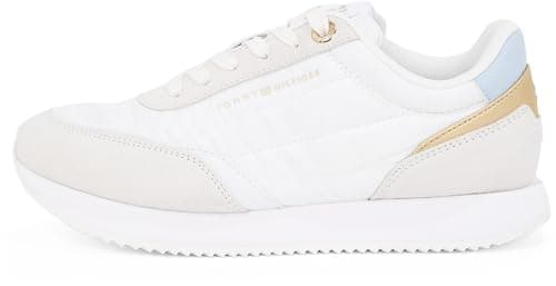 Image of Tommy Hilfiger Women's Essential Sporty Runner Trainers, Multicolor (White/Breezy Blue), 5