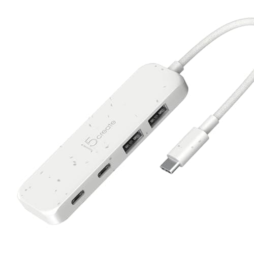 Image of j5create 4-in-1 USB-C to 4-Port Type-A & Type-C Hub, 10 Gbps Data Transfer Speed, ECO Friendly, For MacBook Pro/Air, iPad, Mac Mini, Windows Laptop, and More, Natural White (JCH342EW)