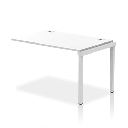Image of Mr Office Impulse Single Row Bench Desk Extension Kit - 800mm deep, Silver Frame, White, 1200