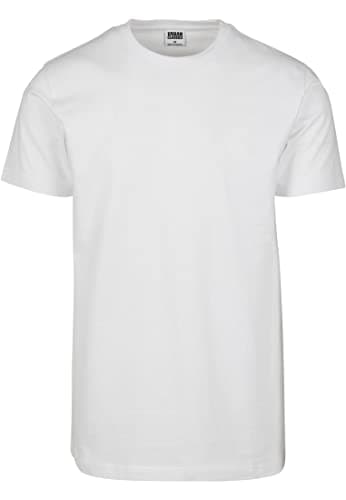 Image of URBAN CLASSICS Stretch T-Shirt with Round Neckline, Basic Tee with Figure-Hugging Cut, Short-Sleeve Elastic Men's T-Shirt, Regular Fit, 100% Jersey Cotton, Colour: White, Size: 4XL