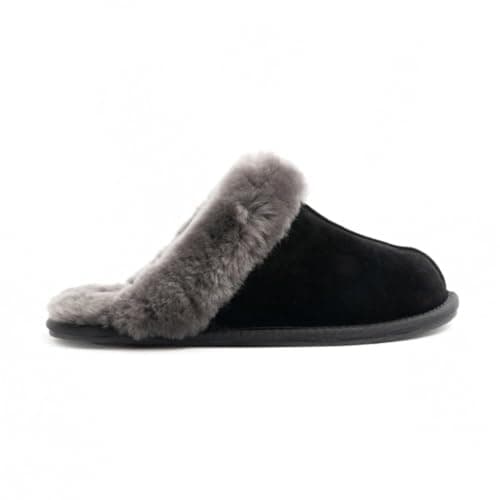 Image of HOS AYLA Womens 100% Pure Real Luxury Sheepskin Suede Leather Slippers Inc Premium Gift Box