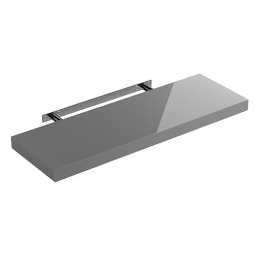 Image of Shelfinity 1pc Grey Floating Shelves for Wall | 40cm High Gloss Modern Wall Shelves | for Bedroom Living Room Bathroom Kitchen Office | Floating Shelf Unit Ideal for Display & Storage