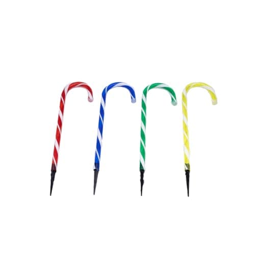 Image of Set of Four Premier 62cm LED Acrylic Candy Canes with 40 Lights & Ground Spikes