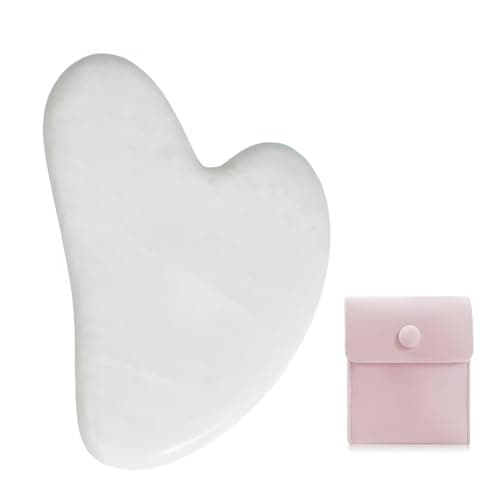 Image of Gua Sha Massage Tool, Jade Stone Guasha Massage Tool for Scraping Facial and SPA, Self Care Gifts for Women, Body Muscle Relaxing, Improve Eye Puffiness, Skin Care Gift (White)