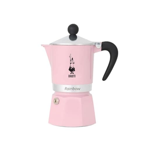 Image of Bialetti Rainbow Metal Coffee Maker - Pink Colour, 3 Cups
