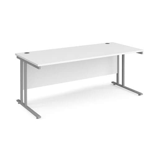 Image of Office Monster Cooper straight desk 1800mm x 800mm - silver cantilever leg frame, white top