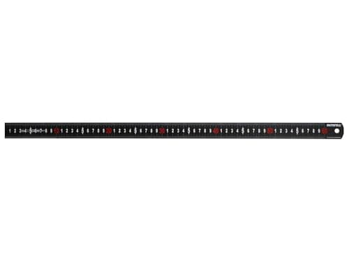 Image of Faithfull Measuring Rule 600mm (24 Inch) – Matt Black Stainless Steel Ruler with Clear Metric Graduations & Hanging Hole