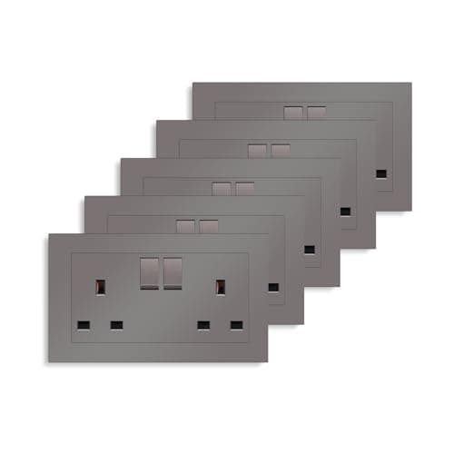 Image of 5 Pack CNBINGO Double Switched Socket, 13 Amp Electric Power Socket, PC Wall Plate Outlet