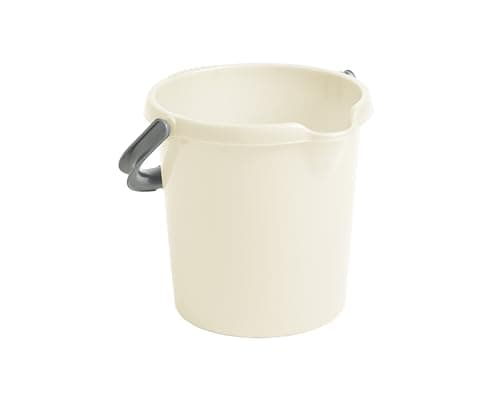 Image of M1SS High Grade Colourful 5L Litre Soft Cream Durable Multipurpose Plastic Storage Bucket with Litre Scale, Handle & Spout for Food Storage, Garden, Cleaning, Kitchen