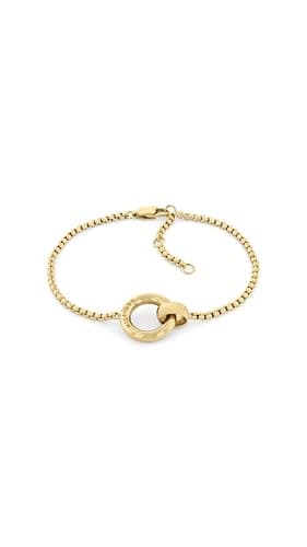 Image of Tommy Hilfiger Jewelry Women's Yellow Gold Chain Bracelet with a Circle Charm - 2780947