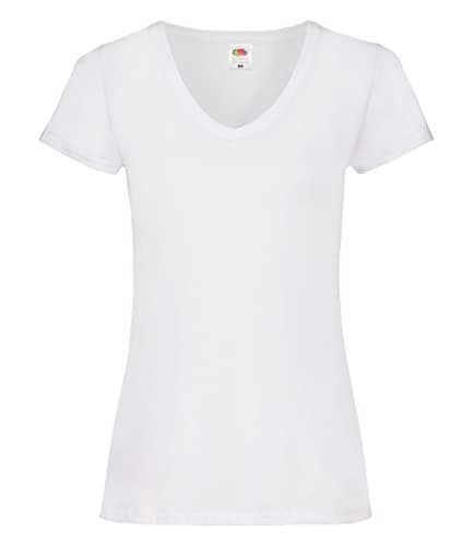 Image of Fruit of the Loom Lady-Fit Valueweight V-Neck T-Shirt SS047 (XL, White)