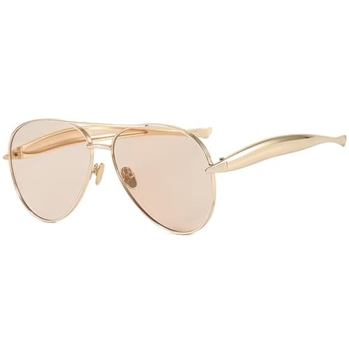 Image of CIKJUK Oversized Pilot Sunglasses Womens Mens with Gold Streamline Metal Frame Retro Ladies Sun Glasses Trendy Shades for UV400 Protection-Gold Frame/Champagne Lens