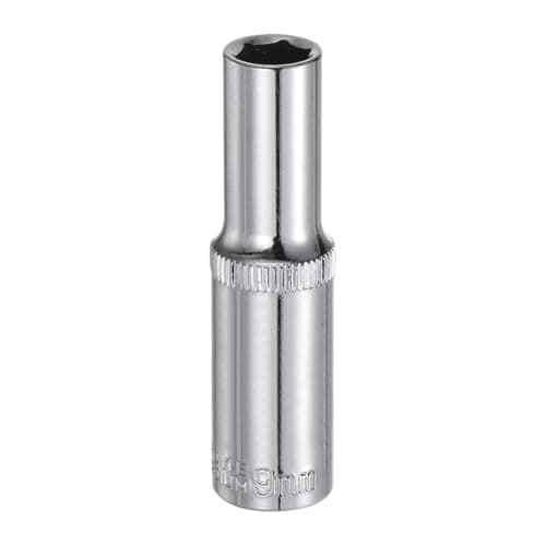 Image of sourcing map 6-Point Socket 3/8" Drive 9mm Deep 2.52" Length 45# Steel Metric Square Drive Sockets Polishing Chromed Sockets for Car Repair Mechanical Maintenance Home Use