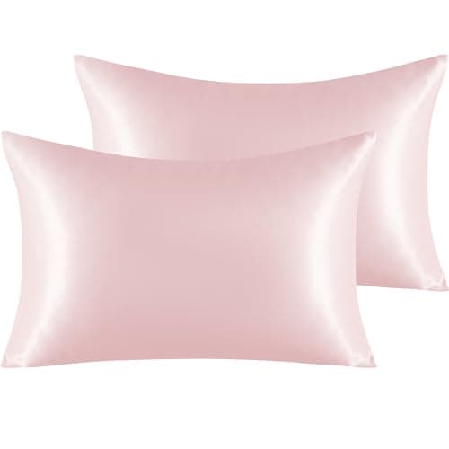 Image of NTBAY Silk Satin Pillowcases - Satin Pillowcase for Hair and Skin, Pillow Cases 2 Pack with Envelope Closure, 50x75 cm, Light Pink