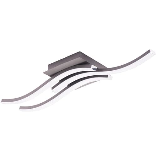 Image of Happy Homewares Modern Designer Triple Wavy Strip Semi-Flush Energy Saving LED Ceiling Light Fixture in Matte Grey Sand | 18w = 75w | 3000k Warm White