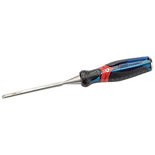 Image of Draper 24402 Expert Bevel Edge Wood Chisel, Soft Grip with 'Pound Thru' End Cap, 6mm, 34.2cm x 5.2cm x 3.1cm, Blue