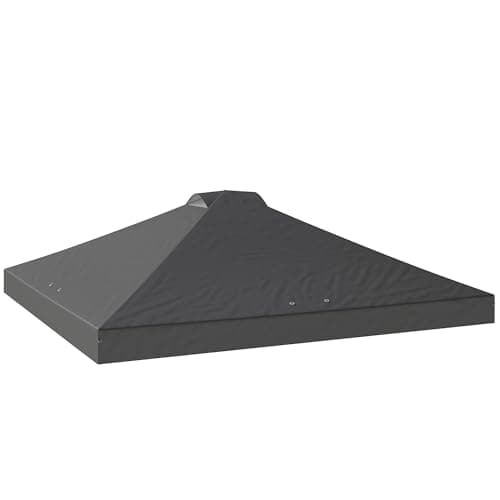 Image of Outsunny 3 x 3(m) Pop Up Gazebo Canopy Replacement Cover with 8 Drainage Holes and Double Vents, UV50+ Waterproof Canopy Cover Replacement Top, Dark Grey