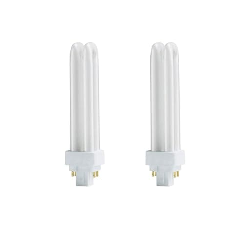 Image of Bynome 2Pcs 18W G24q-2 4 Pin Compact Fluorescent Lamp, PLC CFL Energy Saving Light Bulbs,2U Double Turn Tube,1500LM Warm White 2700K,4-Pin Bathroom Light Bulb for Bedroom Corridor Kitchen Office