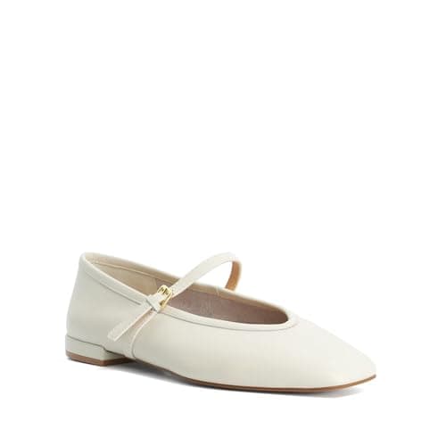 Image of Dune London Ladies HEARTHROB Leather Pointed Toe Mary Jane Ballet Flats Size UK 5 Ballet Pumps Ecru