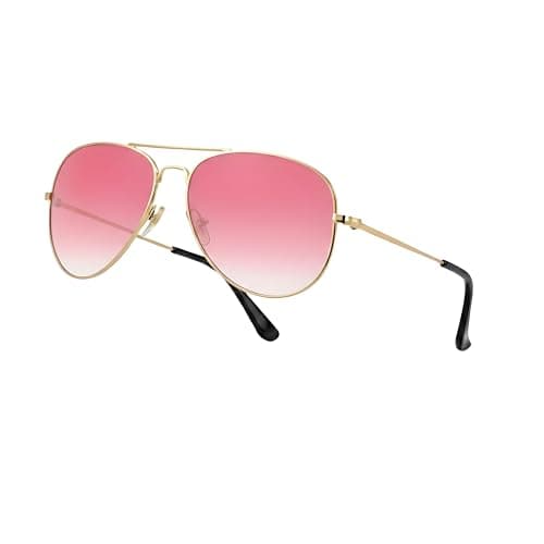 Image of Komonee Pilot Style Designer Sunglasses - Gold Frame Pink Lens Classic Retro Shades, Unisex Men & Women UV400 Protection Glasses, Great for Cycling Golf Fishing Sports & Holidays
