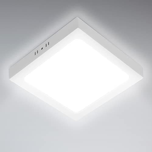 Image of Aigostar Ultra-Thin 12W Square Surface Mounted LED Ceiling Lights, 960Lumen Cool White 6500K, LED Panel Ceiling Lamp for Living Room, Kitchen, Bulkhead, Porch, Bedroom, and Utility Room