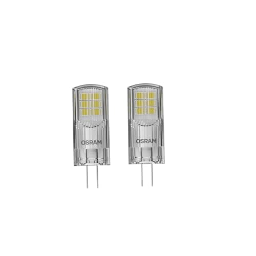 Image of Osram LED pin lamp with G4 base, warm white (2700K), 12V low-voltage lamp, 2.6W, replacement for conventional 30W lamp [energy class F]