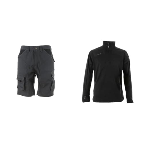 Image of Apache Workwear Men's Work Shorts | APKHT Cargo Holster Pocket Shorts | Grey/Black 34 Waist & Men's ATS Tech Fleece, Black, L UK