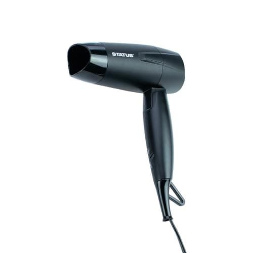 Image of STATUS: Toulouse Black Foldable Travel Hairdryer, 2 Speeds and Concentrator Nozzle / 1200w and Dual Voltage (230V or 115V), DC Motor, TOULOUSE1PKB6