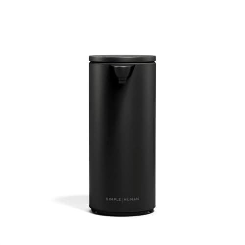 Image of simplehuman 266ml Sensor Pump, Rechargeable Automatic Liquid Soap Dispenser, Variable Dispense, No-drip Valve, IP67 Waterproof, Matte Black Stainless Steel, ST1084