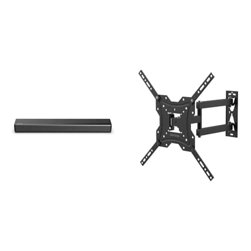 Image of Hisense HS214 2.1Ch All- In-One 108W Soundbar with Built-In Subwoofer, Black & GRIFEMA GB1004 Swivel TV Wall Bracket, for 26-55 inch Screens, for Flat & Curved TV up to 30KG