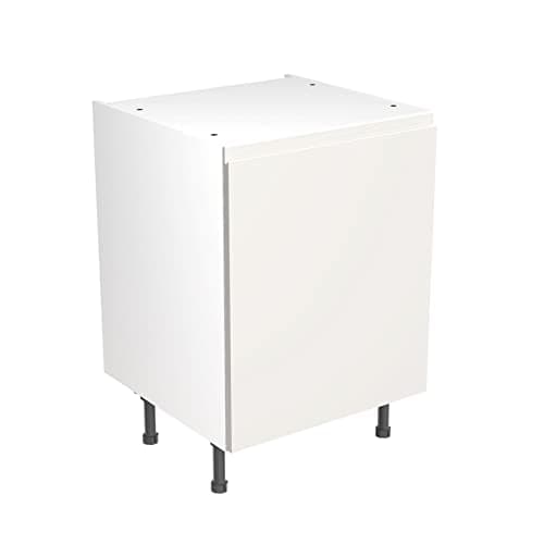 Image of Kitchen Kit Flatpack Base Cabinet - Screwless Quick Build Kitchen Unit - J-Pull Door - Base Unit - 600x870mm - White Gloss