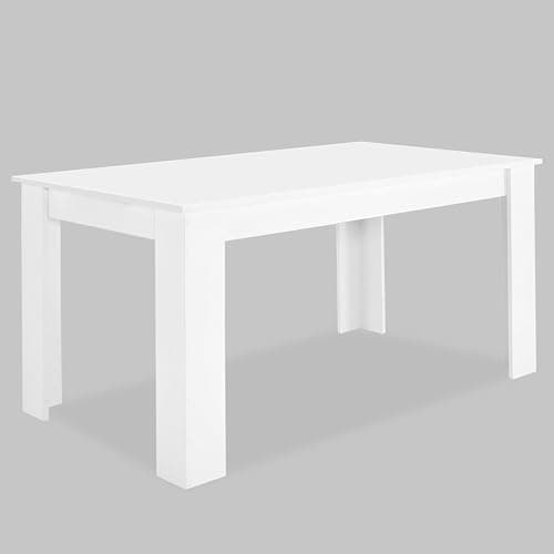Image of Blisswood Dining Table, Kitchen Table 140 x 80 cm, White Tabletop Rectangle Wooden Dining Table, 6 Seater for Dining Room, Kitchen & Living Room,140L x 80W x 75H cm