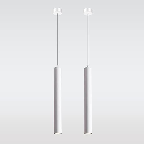 Image of Vecys 2PCS Modern White Cylinder Pendant Light with 3W COB Patch LED Light Long Tube Chandelier φ4*30.5CM for Indoor Kitchen Island Dining Room Shop Bar Counter
