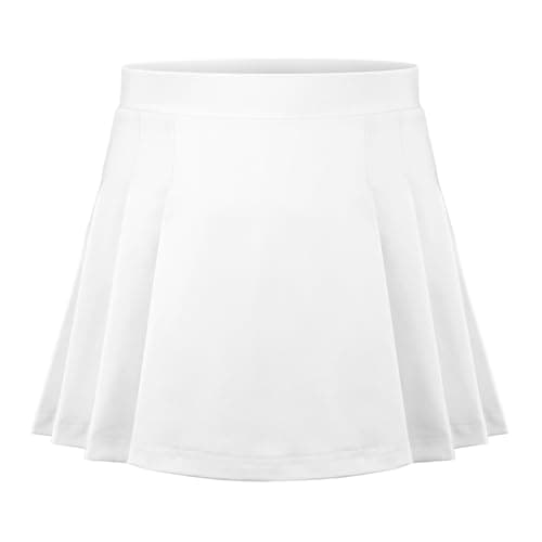 Image of SPFASZEIV Girls Tennis Skirt Kids Pleated Tennis Skort with Shorts Pockets Toddler Athletic Golf Skorts Mini School Skater Skirts 6-7 Years White