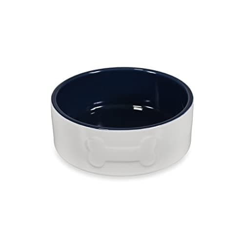 Image of Petface Bone Ceramic Dog Food Bowl (Cream/Navy), 15cm