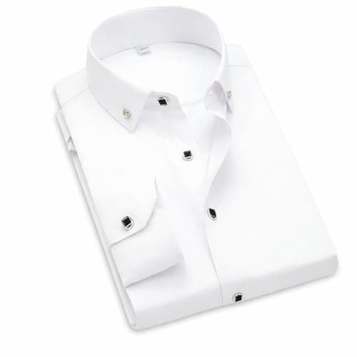 Image of Adalex Global Mens Shirts Long Sleeve Slim FIT Premium Quality Fabric, Ideal Shirts for Men Adult Casual, Wedding or Business Wear, Comfortable Fit, Variety of Colours (XS, White)
