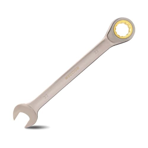 Image of Meccion Fixed Head Ratchet Spanner 22mm Professional Chrome Vanadium Steel Forged Combination Wrench - Black Nickle Plated