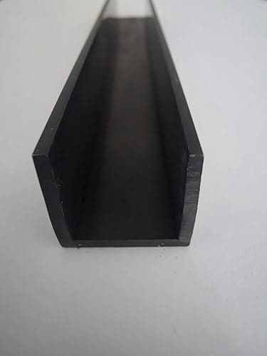 Image of Plastic U Channel Section, Black, Various Sizes, 1 Metre Length (Black, 10x10)