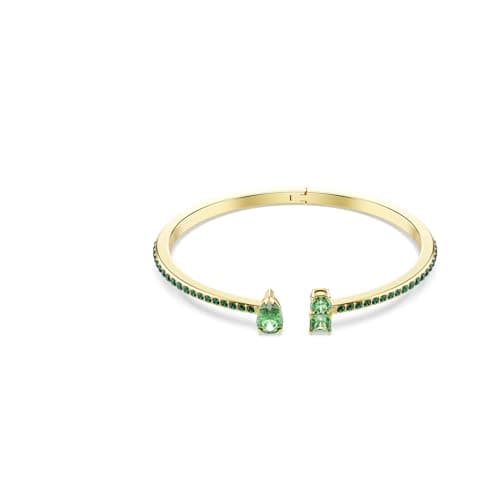 Image of Swarovski Matrix Cuff Bracelet, Green Mixed-Cut Stones in a Gold-Tone Finished Setting, Part of the Matrix Collection