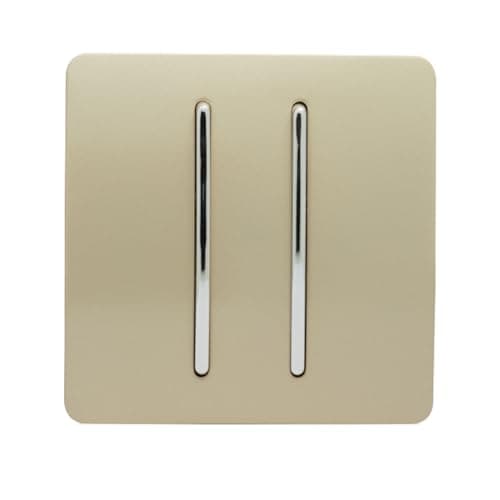 Image of Trendi 2 Gang 1 Way Artistic Modern Glossy 10 Amp Rocker Tactile Light Switch Gold ART-SS3GO