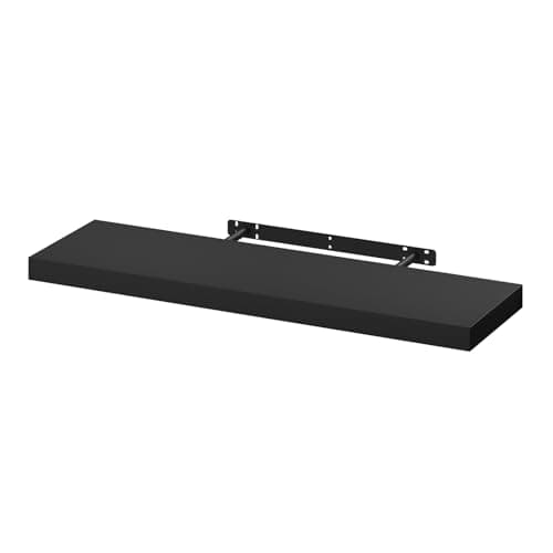 Image of WOLTU Floating Shelf, Wall Shelf, Bookshelf, Wooden Board for Books, Pictures, Decoration, 80x23x3.8cm, Black