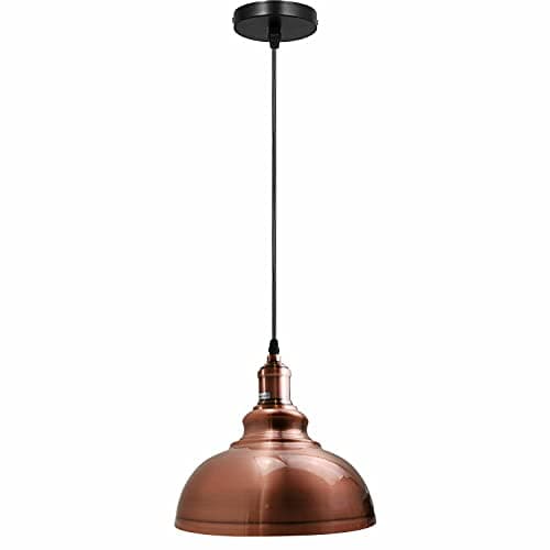 Image of DC VOLTAGE Vintage Industrial Curvy Shape Ceiling Pendant Light with 95Cm Adjustable Wire for Kitchen Living Room and Dining Room (with Out Bulb, Copper)