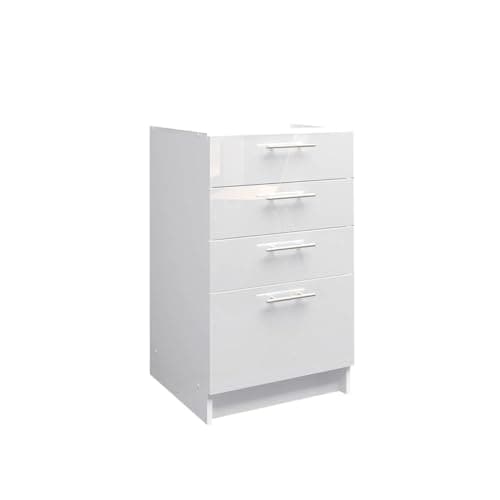 Image of JD Greta Fixed Height 500mm Kitchen Drawer Base Cabinet Floor Unit (Without Worktop) – White Gloss