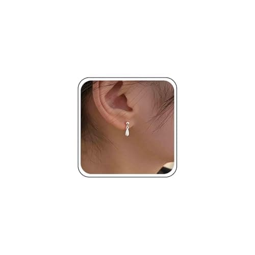 Image of Aneneiceera Vintage Tiny Teardrop Earrings Silver Waterdrop Leverback Earrings Small Droplet Dangle Earrings Petite Raindrop Earrings Jewelry for Women (Silver A)