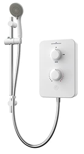Image of Gainsborough Slim Duo 8.5kW Electric Shower White 3 Spray Mode Head Adjustable Handset with Hose Rub Clean Nozzles Bathroom IPX4