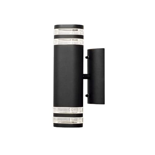 Image of Konstsmide Outdoor Wall Lights Mains Powered/Modena Light Double Up Down/2 x 35 W GU10 Max Lamp/Clear Acrylic Lens/Aluminium/IP44/Outside Light Matt Black