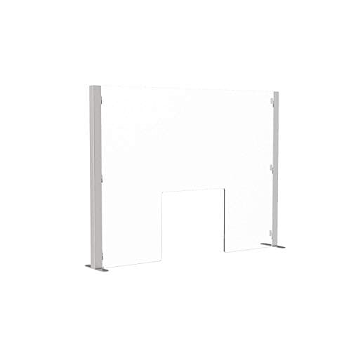 Image of Displaypro Protection Screen Sneeze Guard Clear Plastic Desktop Divider with Hatch (W 1000 x H 750mm)